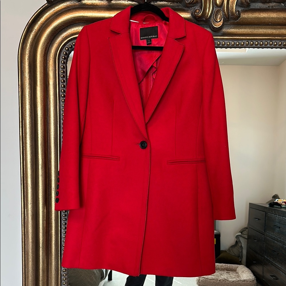 Banana Republic Red Gorgeous Car Coat Italian Wool